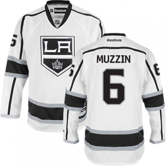 Men's Reebok Los Angeles Kings 6 Jake Muzzin Authentic White Away NHL Jersey