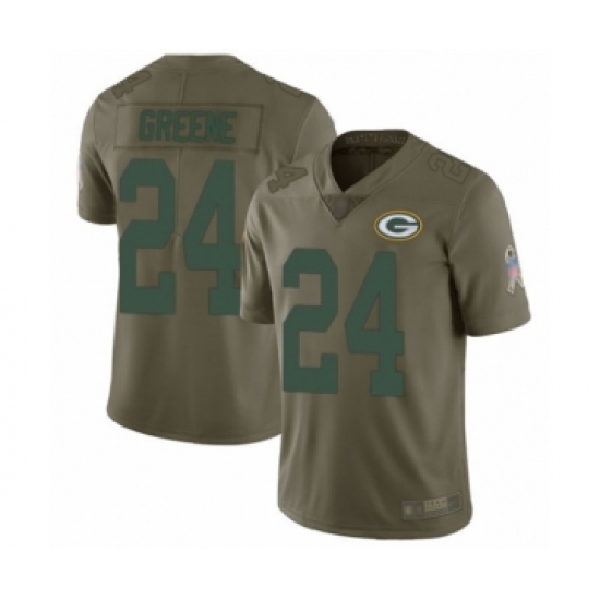 Men's Green Bay Packers 24 Raven Greene Limited Olive 2017 Salute to Service Football Jersey