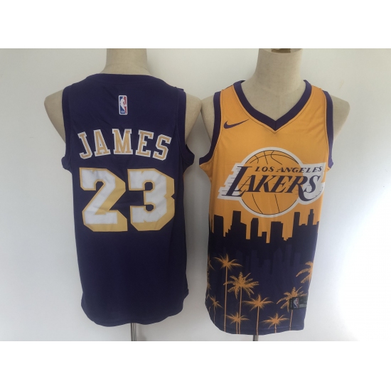 Men's Los Angeles Lakers 23 LeBron James Purple Salute To Service Stitched Basketbal Jersey