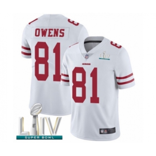 Men's San Francisco 49ers 81 Terrell Owens White Vapor Untouchable Limited Player Super Bowl LIV Bound Football Jersey