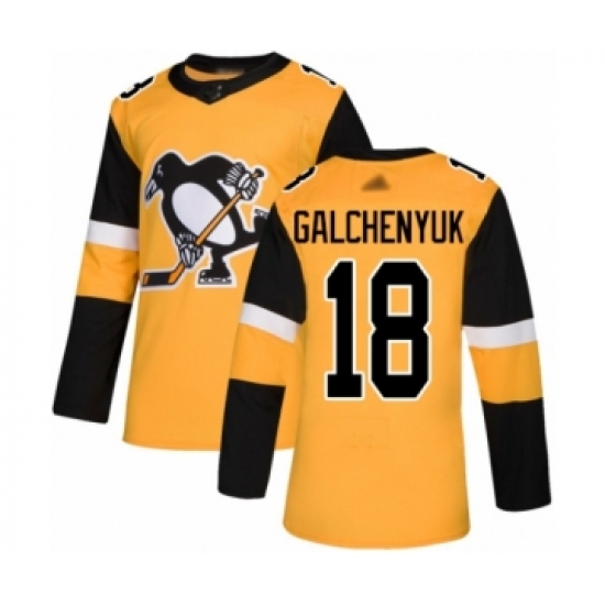 Men's Pittsburgh Penguins 18 Alex Galchenyuk Authentic Gold Alternate Hockey Jersey