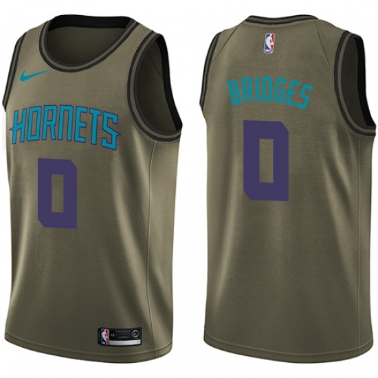 Men's Nike Charlotte Hornets 0 Miles Bridges Swingman Green Salute to Service NBA Jersey