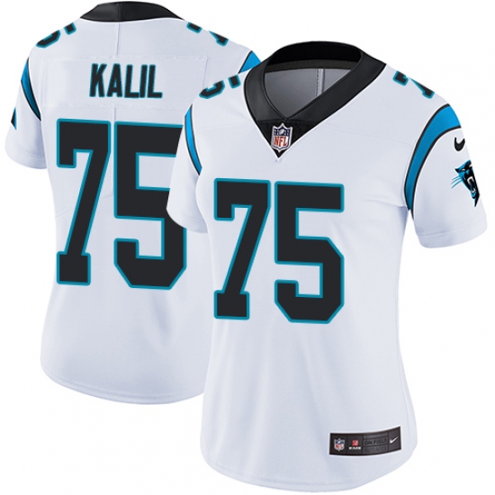 Women's Nike Carolina Panthers 75 Matt Kalil White Vapor Untouchable Limited Player NFL Jersey