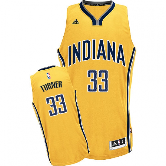 Men's Adidas Indiana Pacers 33 Myles Turner Swingman Gold Alternate NBA Jersey