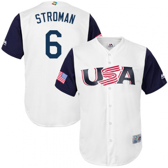 Youth USA Baseball Majestic 6 Marcus Stroman White 2017 World Baseball Classic Replica Team Jersey