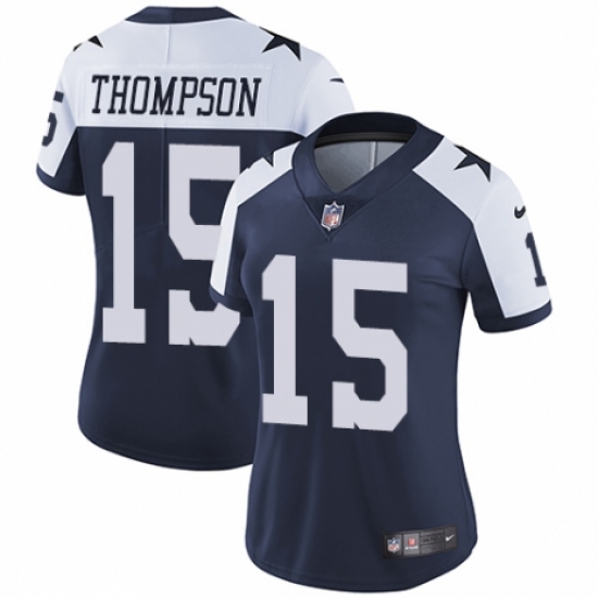 Women's Nike Dallas Cowboys 15 Deonte Thompson Navy Blue Throwback Alternate Vapor Untouchable Limited Player NFL Jersey