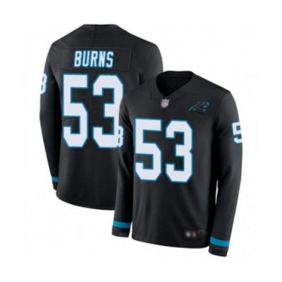 Men's Carolina Panthers 53 Brian Burns Limited Black Therma Long Sleeve Football Jersey