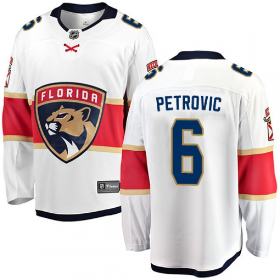 Men's Florida Panthers 6 Alex Petrovic Fanatics Branded White Away Breakaway NHL Jersey