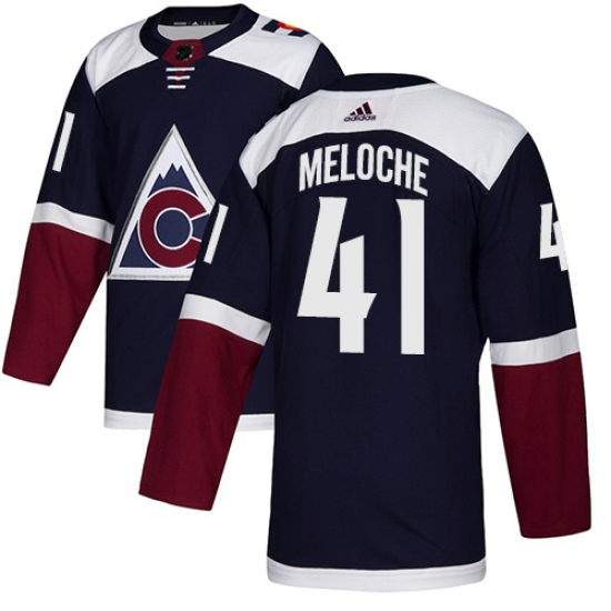 Men's Adidas Colorado Avalanche 41 Nicolas Meloche Authentic Navy Blue Alternate NHL Jersey