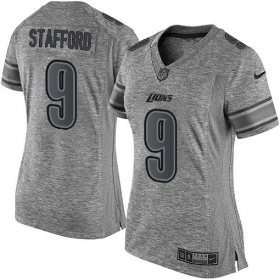 Women's Nike Detroit Lions 9 Matthew Stafford Limited Gray Gridiron NFL Jersey