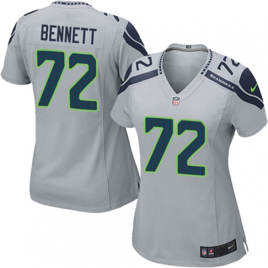 Women's Nike Seattle Seahawks 72 Michael Bennett Game Grey Alternate NFL Jersey