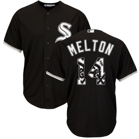 Men's Majestic Chicago White Sox 14 Bill Melton Authentic Black Team Logo Fashion Cool Base MLB Jersey