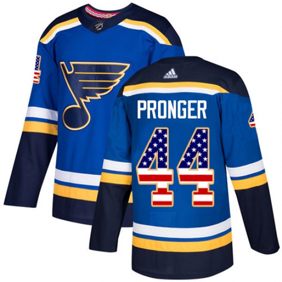 Men's Adidas St. Louis Blues 44 Chris Pronger Authentic Blue USA Flag Fashion NHL Jersey