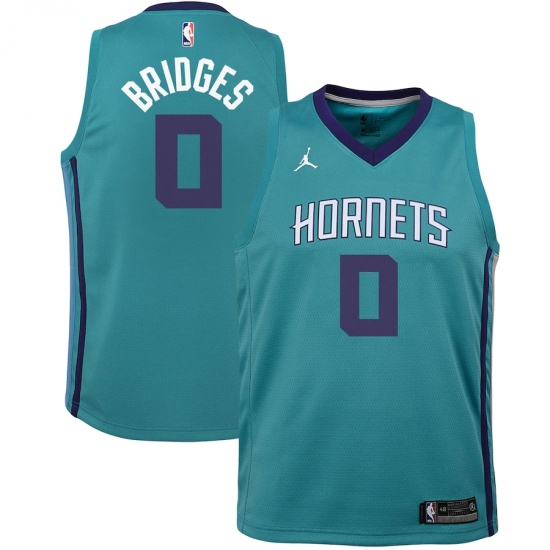 Youth Charlotte Hornets 0 Miles Bridges Jordan Brand Teal 2020-21 Swingman Jersey