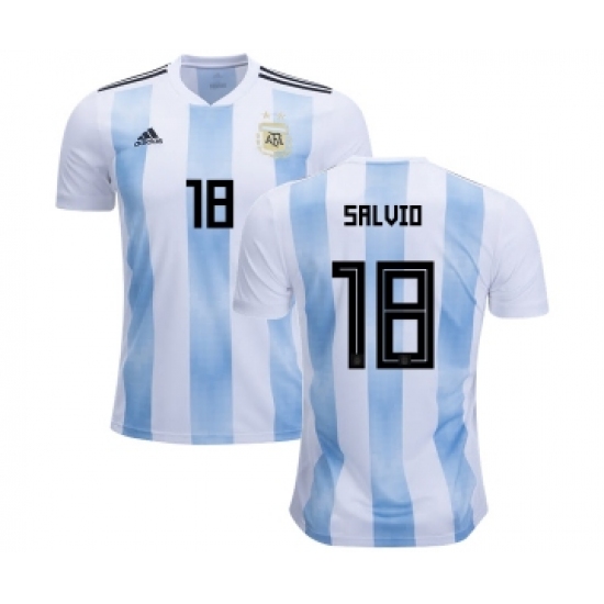 Argentina 18 Salvio Home Kid Soccer Country Jersey