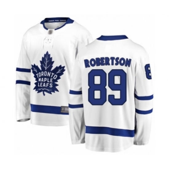 Youth Toronto Maple Leafs 89 Nicholas Robertson Authentic White Away Fanatics Branded Breakaway Hockey Jersey