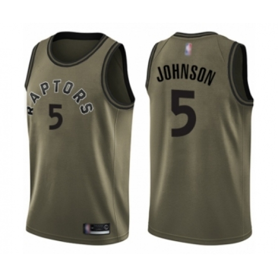 Men's Toronto Raptors 5 Stanley Johnson Swingman Green Salute to Service Basketball Jersey