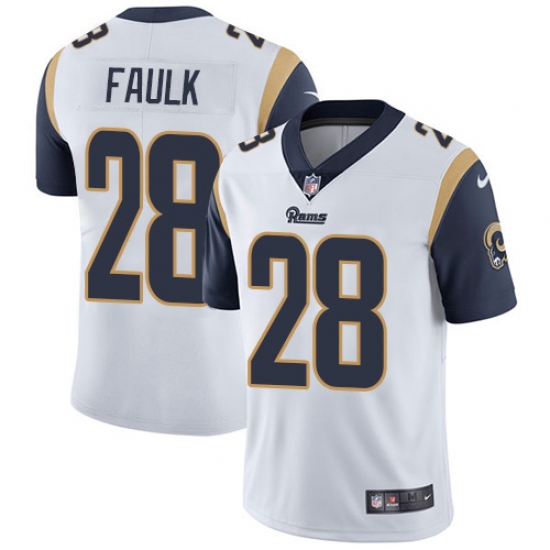 Men's Nike Los Angeles Rams 28 Marshall Faulk White Vapor Untouchable Limited Player NFL Jersey