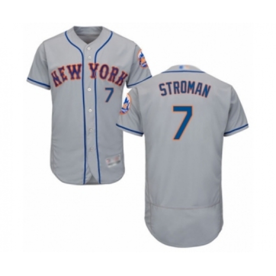 Men's New York Mets 7 Marcus Stroman Grey Road Flex Base Authentic Collection Baseball Jersey