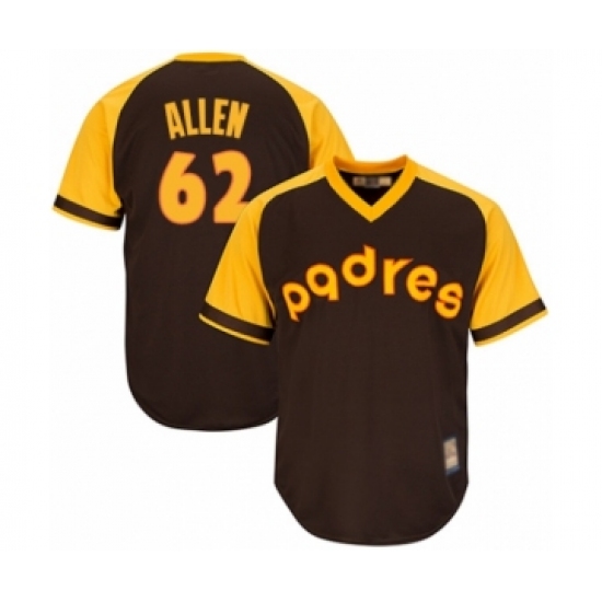 Youth San Diego Padres 62 Austin Allen Authentic Brown Alternate Cooperstown Cool Base Baseball Player Jersey