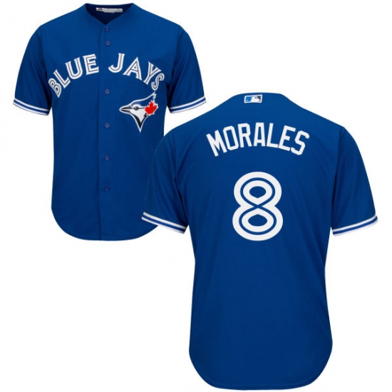 Men's Majestic Toronto Blue Jays 8 Kendrys Morales Replica Blue Alternate MLB Jersey