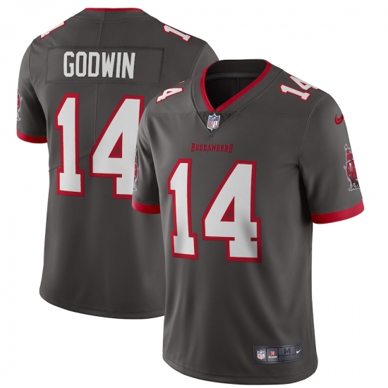 Men's Tampa Bay Buccaneers 14 Chris Godwin Nike Pewter Alternate Vapor Limited Jersey