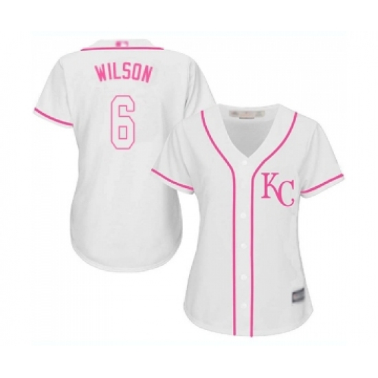 Women's Kansas City Royals 6 Willie Wilson Replica White Fashion Cool Base Baseball Jersey