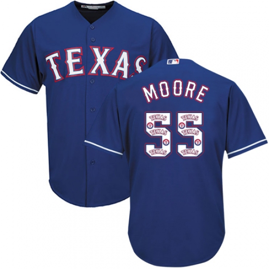 Men's Majestic Texas Rangers 55 Matt Moore Authentic Royal Blue Team Logo Fashion Cool Base MLB Jersey