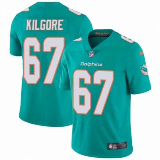 Youth Nike Miami Dolphins 67 Daniel Kilgore Aqua Green Team Color Vapor Untouchable Limited Player NFL Jersey