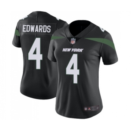 Women's New York Jets 4 Lac Edwards Black Alternate Vapor Untouchable Limited Player Football Jersey