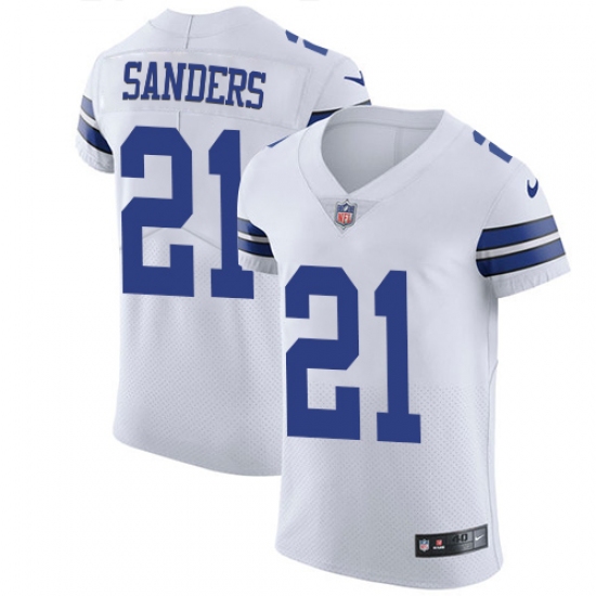 Men's Nike Dallas Cowboys 21 Deion Sanders Elite White NFL Jersey