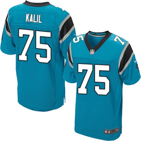 Men's Nike Carolina Panthers 75 Matt Kalil Elite Blue Alternate NFL Jersey