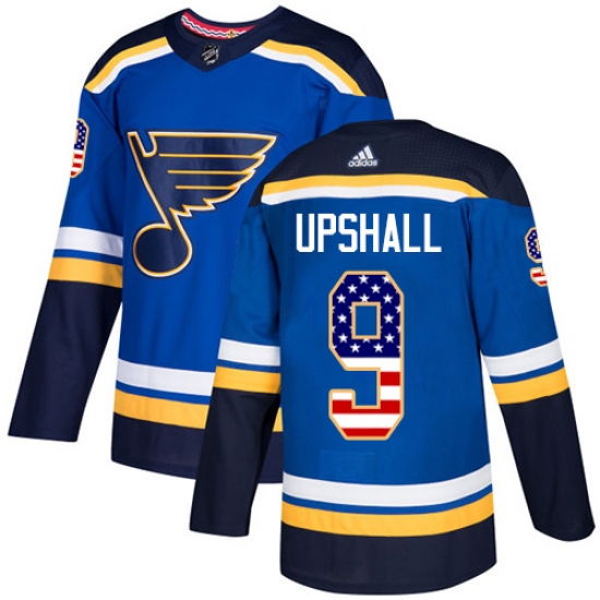 Men's Adidas St. Louis Blues 9 Scottie Upshall Authentic Blue USA Flag Fashion NHL Jersey