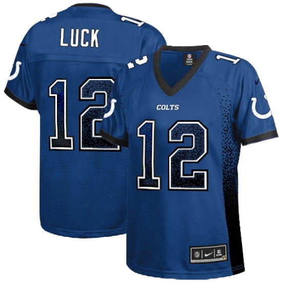 Women's Nike Indianapolis Colts 12 Andrew Luck Elite Royal Blue Drift Fashion NFL Jersey