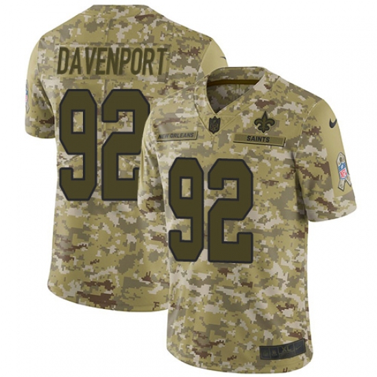 Men's Nike New Orleans Saints 92 Marcus Davenport Limited Camo 2018 Salute to Service NFL Jersey