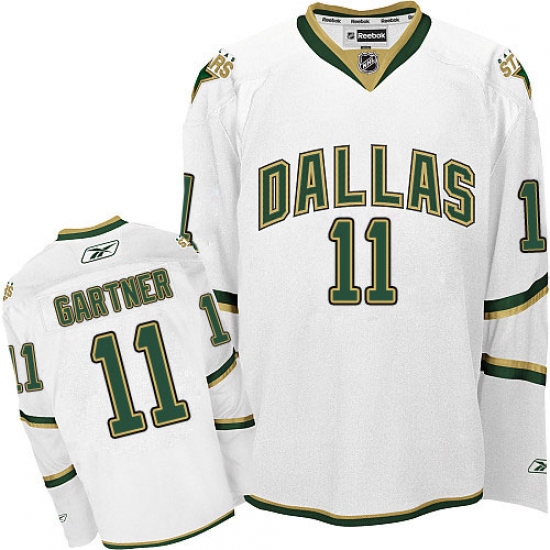 Men's Reebok Dallas Stars 11 Mike Gartner Premier White Third NHL Jersey