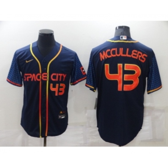 Men's Houston Astros 43 Lance McCullers Jr Number 2022 Navy Blue City Connect Cool Base Stitched Jersey