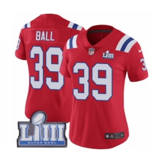 Women's Nike New England Patriots 39 Montee Ball Red Alternate Vapor Untouchable Limited Player Super Bowl LIII Bound NFL Jersey