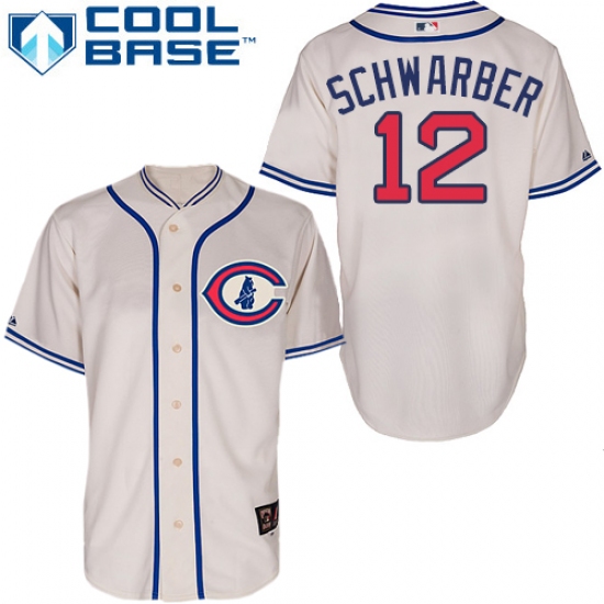 Men's Majestic Chicago Cubs 12 Kyle Schwarber Replica Cream 1929 Turn Back The Clock MLB Jersey