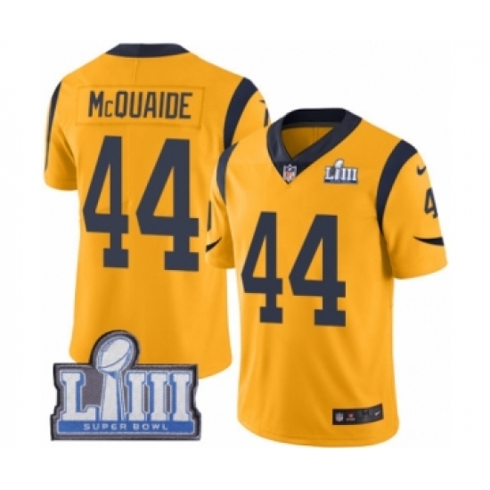 Men's Nike Los Angeles Rams 44 Jacob McQuaide Limited Gold Rush Vapor Untouchable Super Bowl LIII Bound NFL Jersey