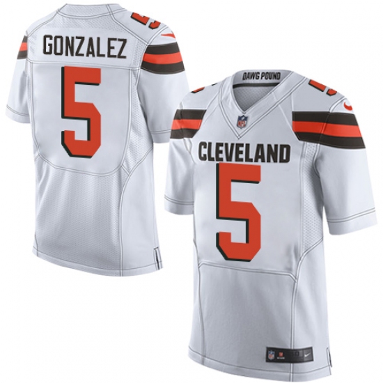 Men's Nike Cleveland Browns 5 Zane Gonzalez Elite White NFL Jersey