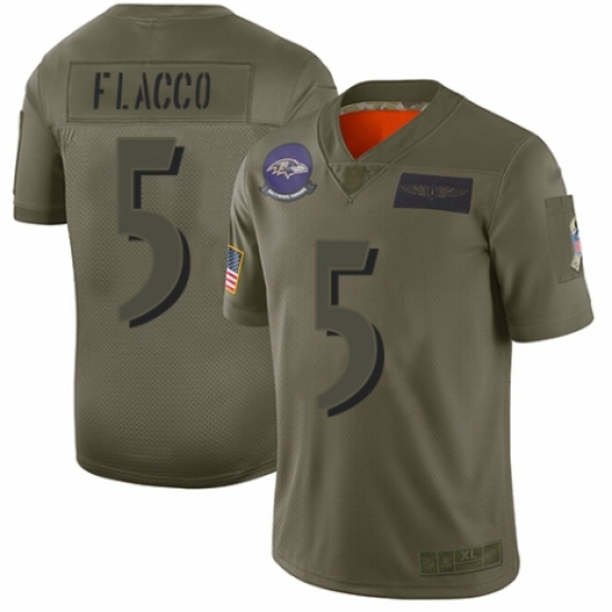 Youth Baltimore Ravens 5 Joe Flacco Limited Camo 2019 Salute to Service Football Jersey