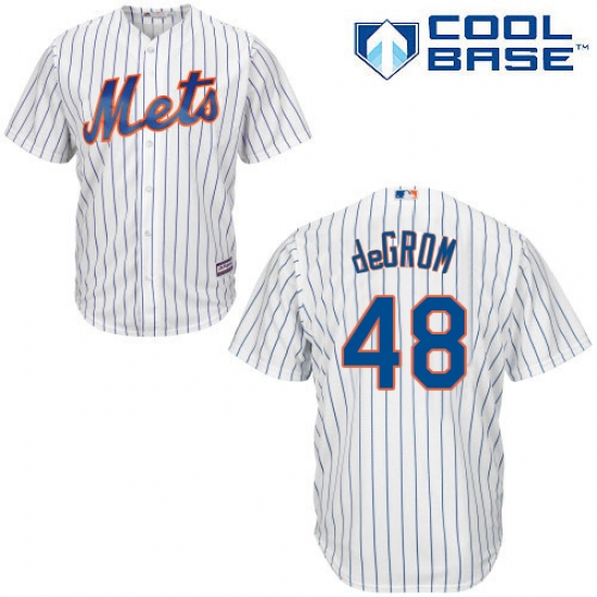 Youth Majestic New York Mets 48 Jacob DeGrom Authentic White Home Cool Base MLB Jersey