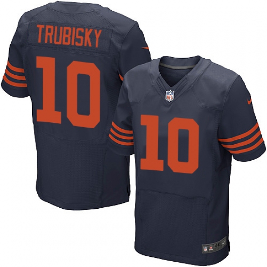 Men's Nike Chicago Bears 10 Mitchell Trubisky Elite Navy Blue Alternate NFL Jersey