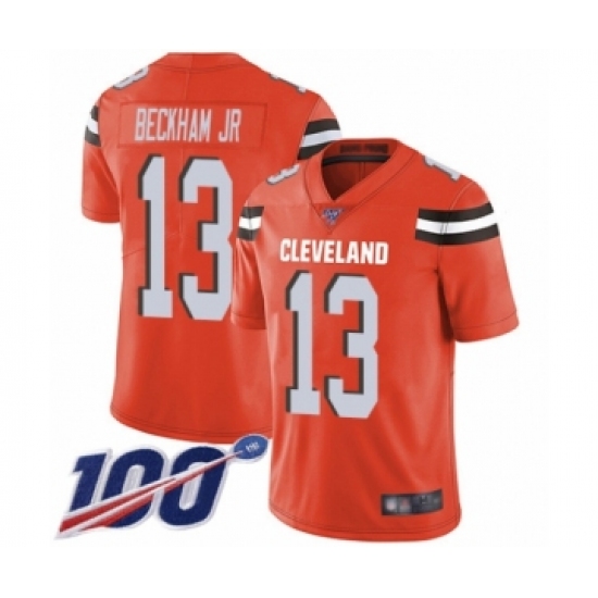 Men's Cleveland Browns 13 Odell Beckham Jr. 100th Season Orange Alternate Vapor Untouchable Limited Player Football Jersey