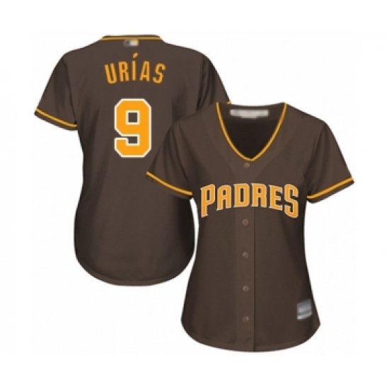 Women's San Diego Padres 9 Luis Urias Authentic Brown Alternate Cool Base Baseball Player Jersey