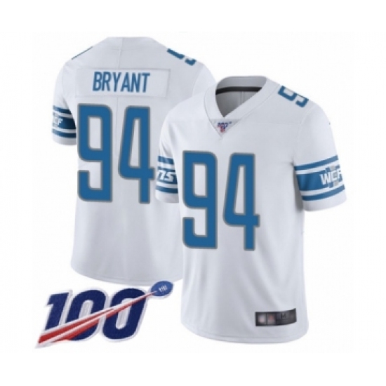 Men's Detroit Lions 94 Austin Bryant White Vapor Untouchable Limited Player 100th Season Football Jersey