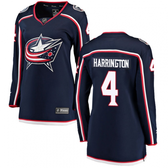 Women's Columbus Blue Jackets 4 Scott Harrington Fanatics Branded Navy Blue Home Breakaway NHL Jersey