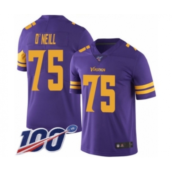 Men's Minnesota Vikings 75 Brian O'Neill Limited Purple Rush Vapor Untouchable 100th Season Football Jersey