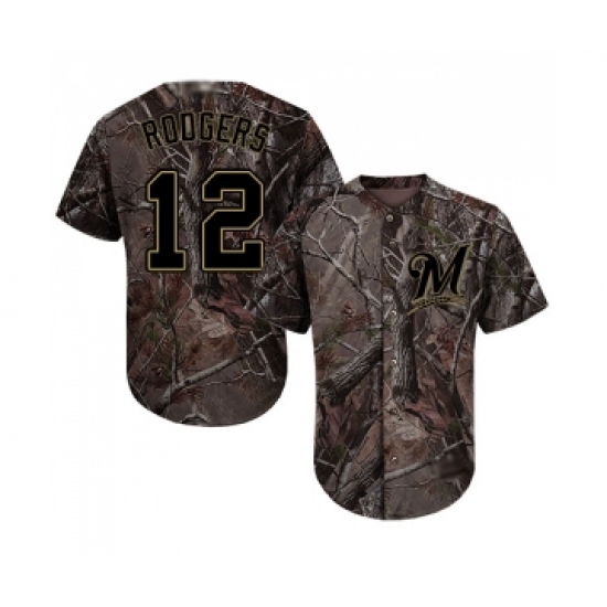 Youth Milwaukee Brewers 12 Aaron Rodgers Authentic Camo Realtree Collection Flex Base Baseball Jersey